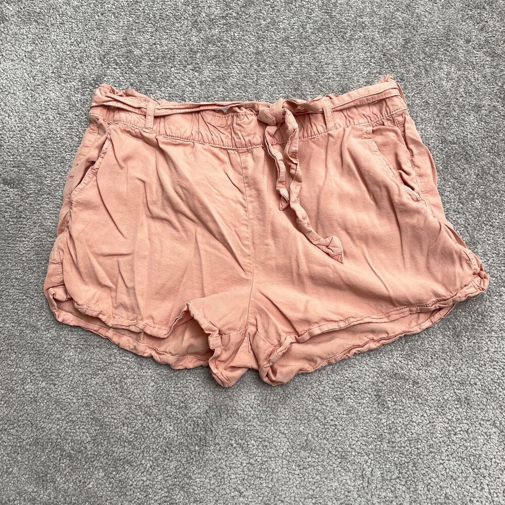 Sanctuary Paperbag Shorts Womens 30x2.5 Peach Belted High Rise Elastic Casual